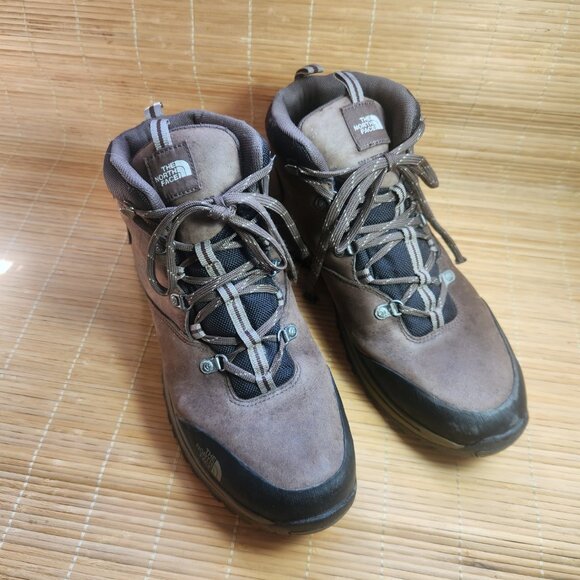 The North Face Hikers Mens 10.5 Waterproof Dark Brown Leather Mid Hiking Boots - Picture 2 of 14